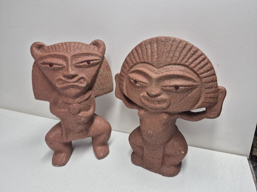 VTG Aztec Mayan Mexican Terracotta Clay Statues Pre-Columbian Style Folk Art...